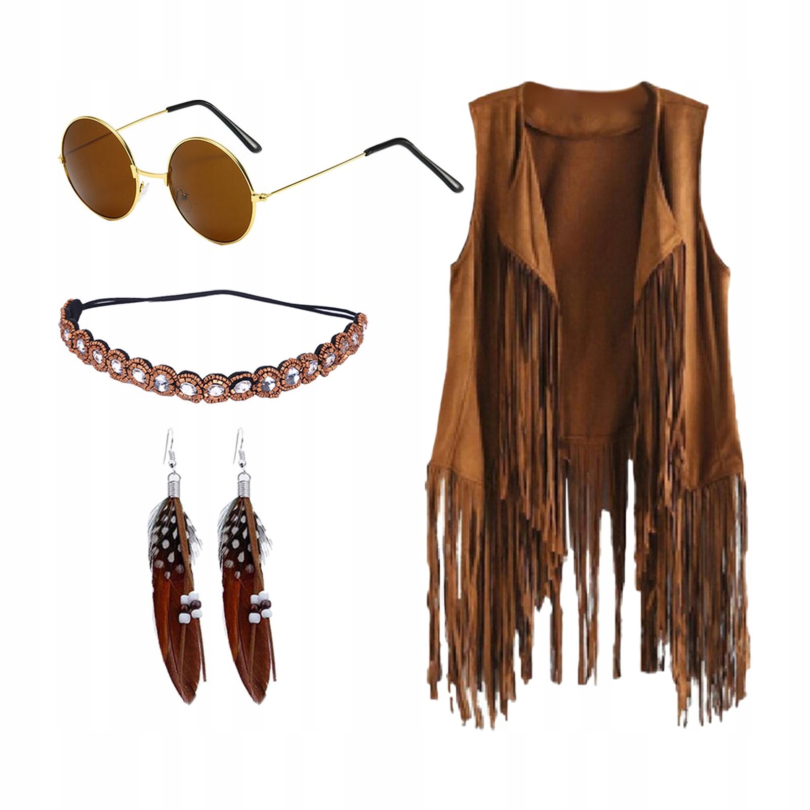 Stroje Hipiski Ubrania Chwost Kardigan Boho XL Wzór dominujący mix wzorów