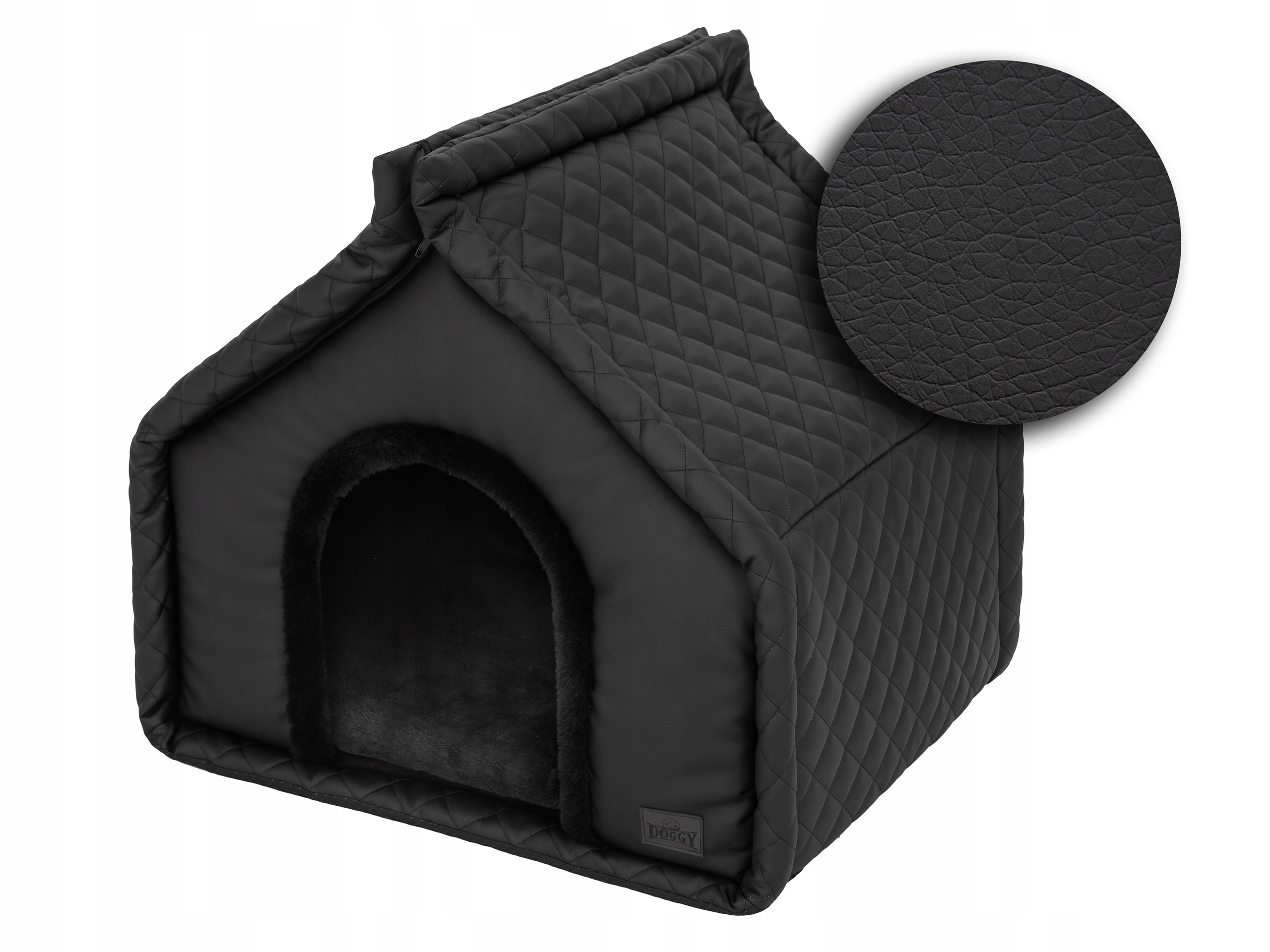 Levně Velký domeček pro psa z eko kůže R3 52x42x47 cm