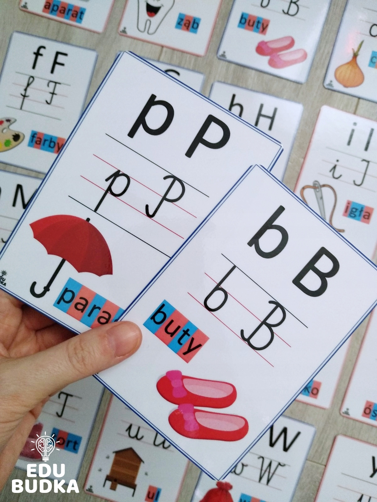 ALFABET + dwuznaki i zmiękczenia | 44 Plansze edukacyjne|19x13 cm Rok wydania 2020