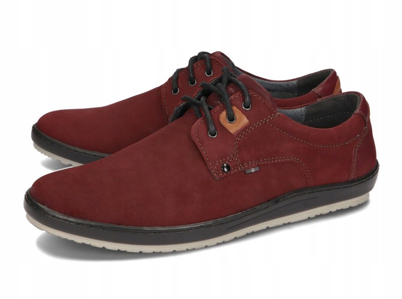 BUTY MĘSKIE SKÓRA CASUAL PÓŁBUTY 24 BORDOWY 42 Rozmiar 42