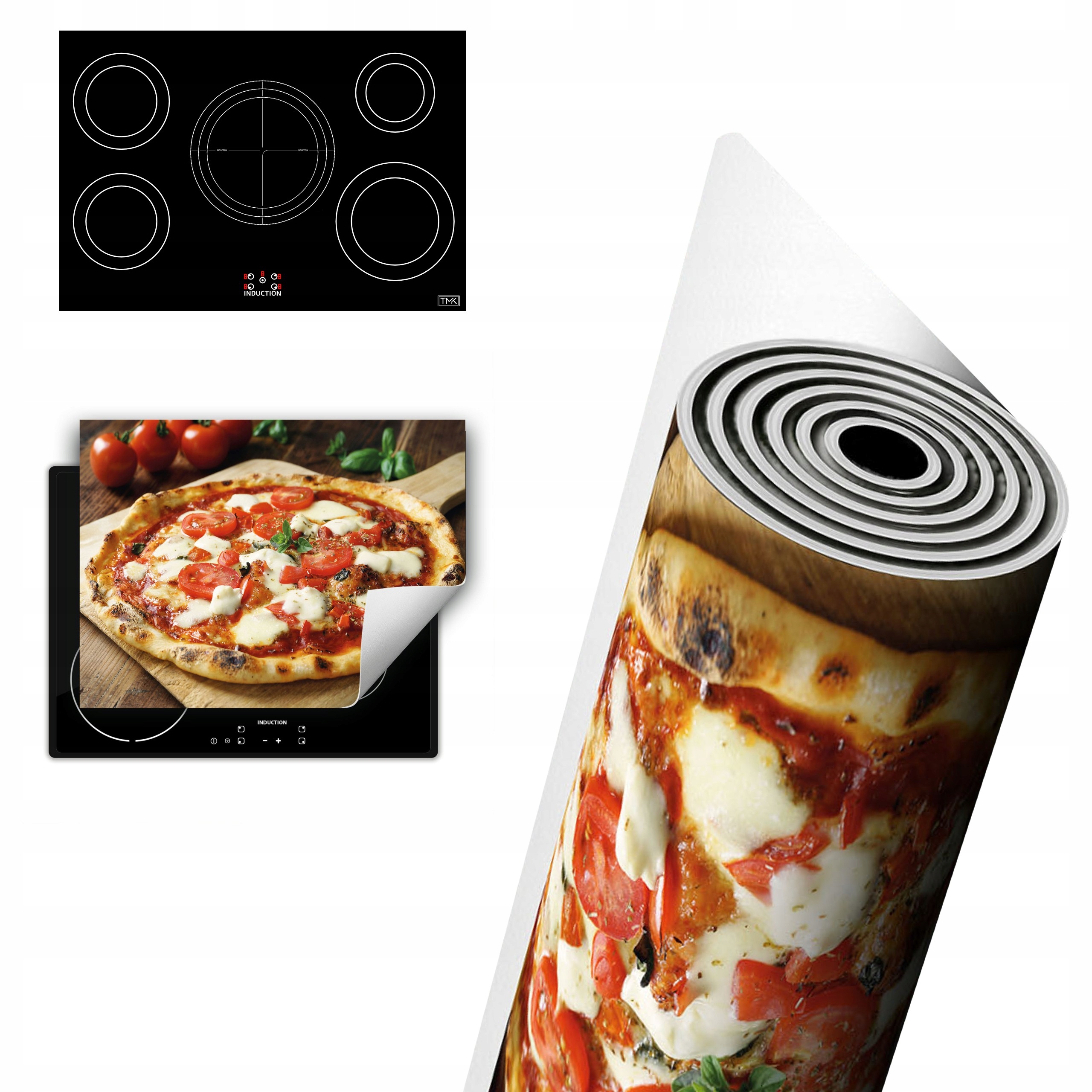 Vinylová Ochrana Na Indukci Desky 80x52 pizza rajče