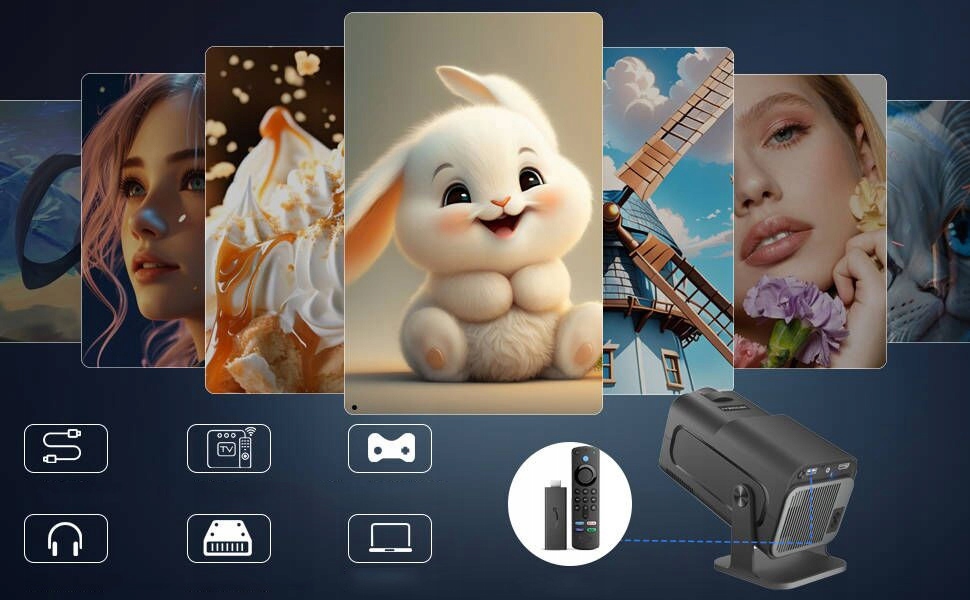 PROJEKTOR RZUTNIK PRZENONŚNY HY320 PRZENOŚNY FULL HD LED 4K WiFi ANDROID Żywotność lampy w trybie normalnym 50000 h