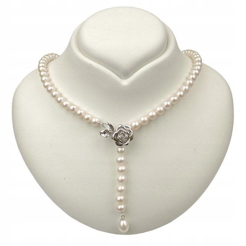 Ozdobný Nastavitelný Náhrdelník S Perlami, Kravata S Růží