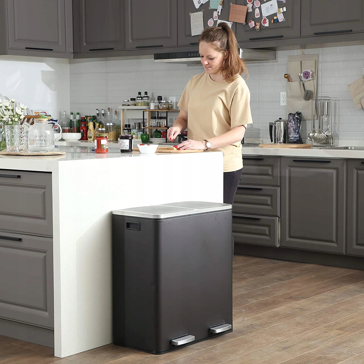 Odpadkový kôš na triedený odpad 2 x 30 L čierny