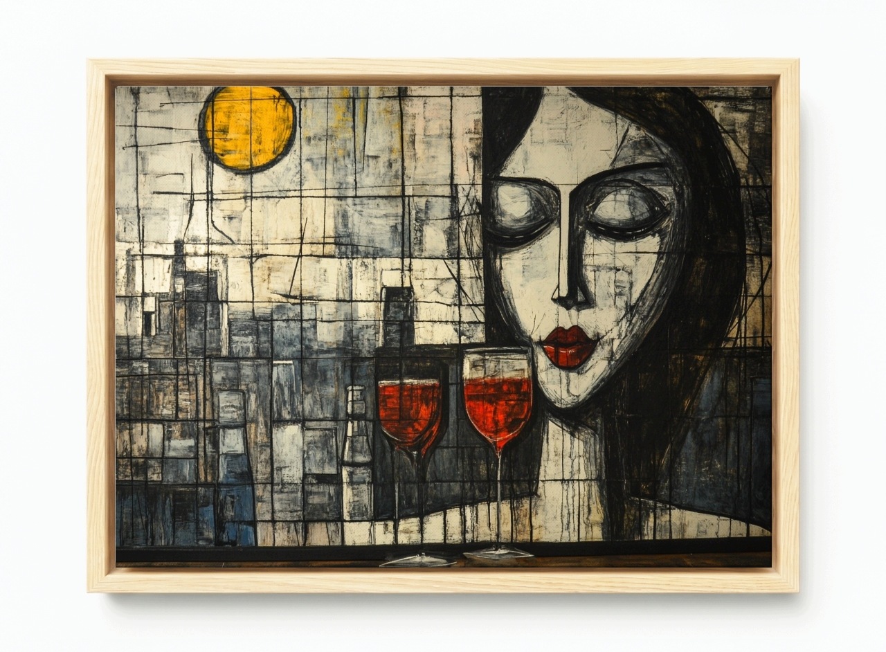 Obraz Rám Americký Box Abstrakce Žena Dívka Město Víno 60x40