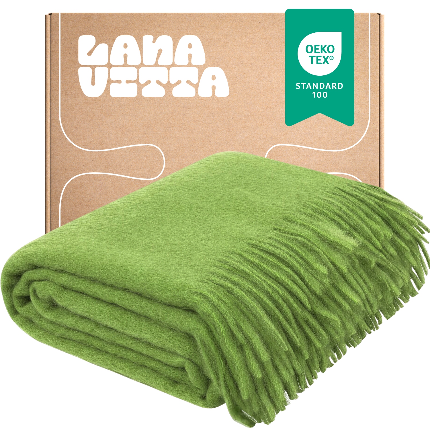 Mohérová deka Teplá Alaska Pled Přehoz na postel Pistáciový 130×180 cm