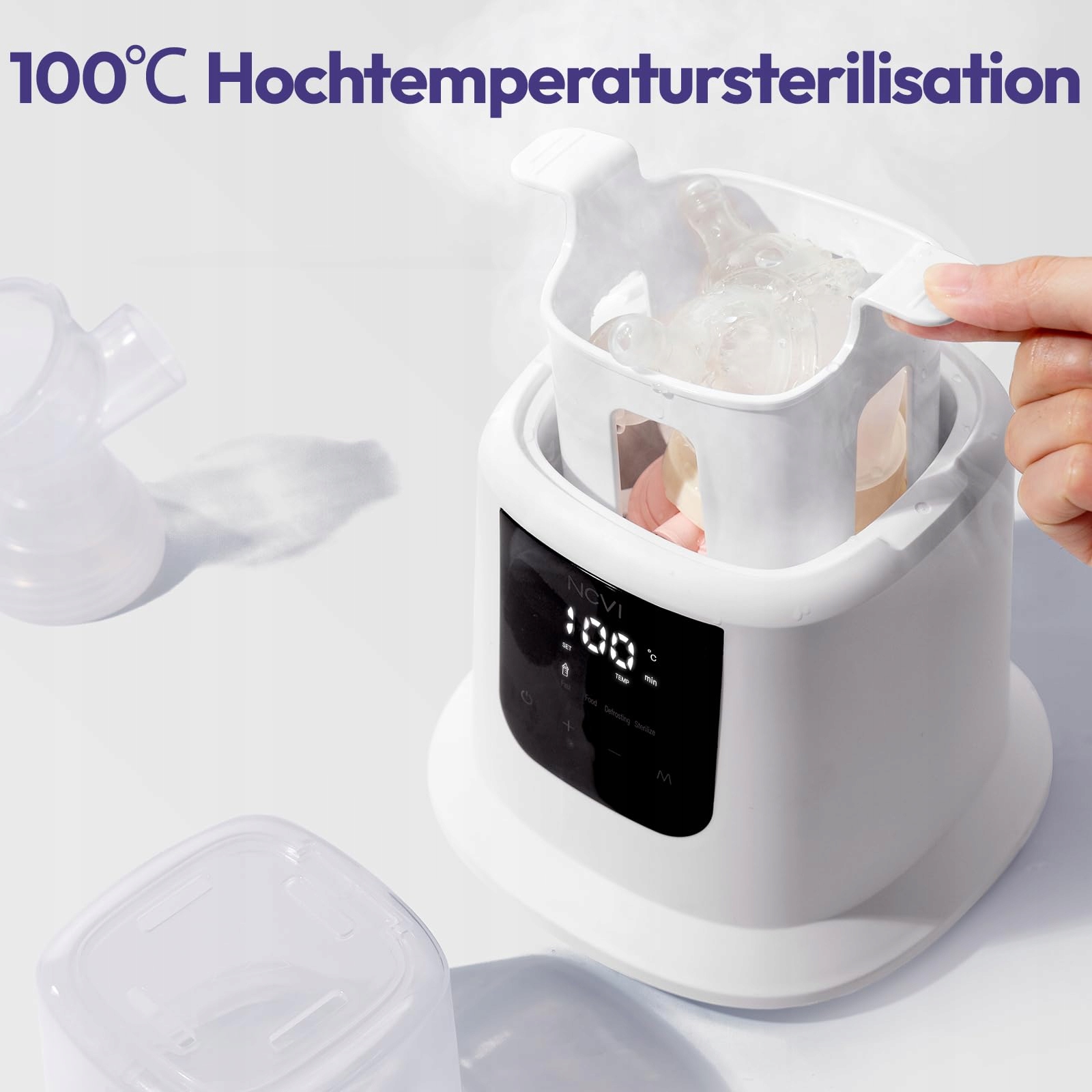 NCVI Podgrzewacz Do Butelek Dla Niemowląt LCD Sterylizacja Para Timer — miniatura 9
