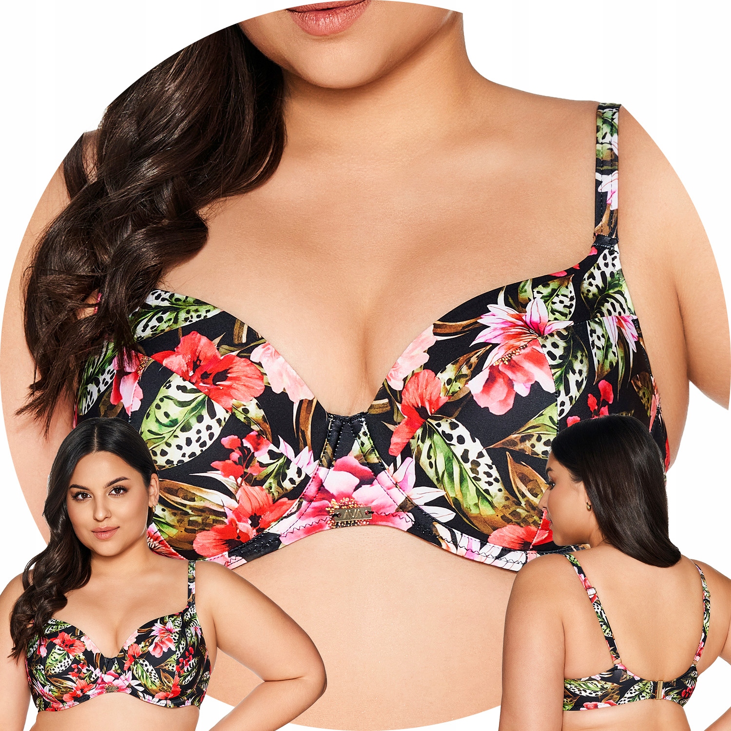 Ava SK-218 floral Plavky s květinami, podprsenka 85E Vyztužená