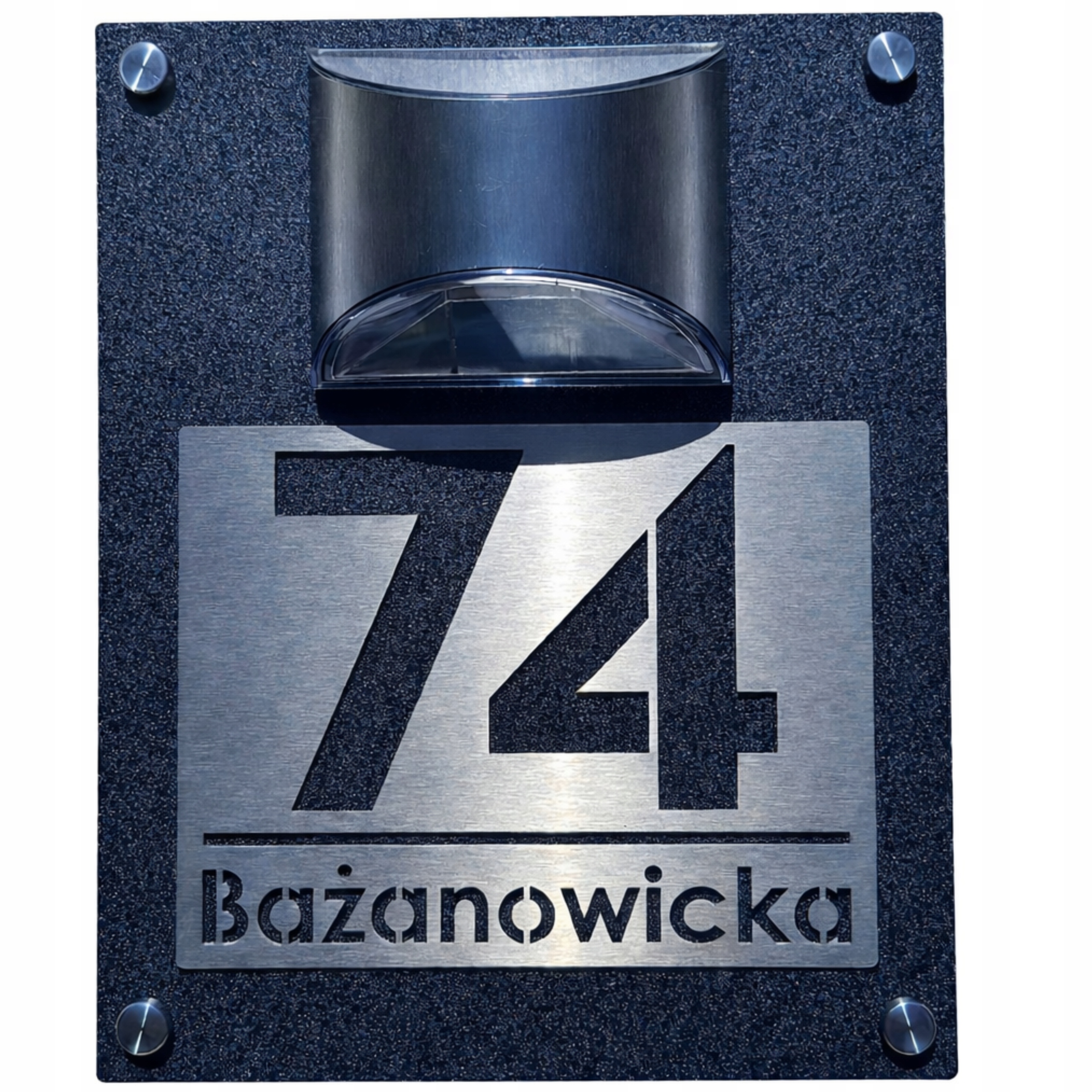 Tabulka s číslem domu Led solární-nerezová, senzor soumraku Grafit