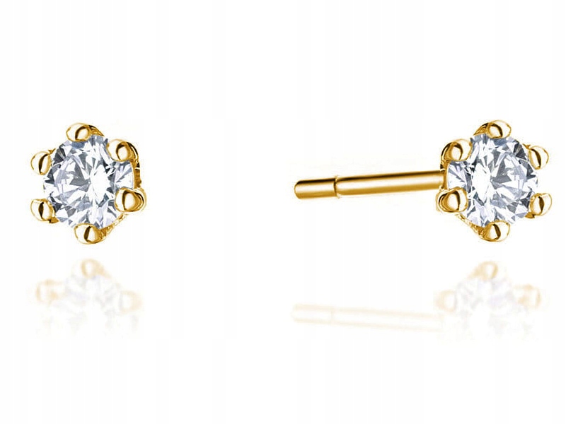 Zlaté náušnice 585 Brilianty V Košíčku 0,40 g s diamanty na tyčince 14k