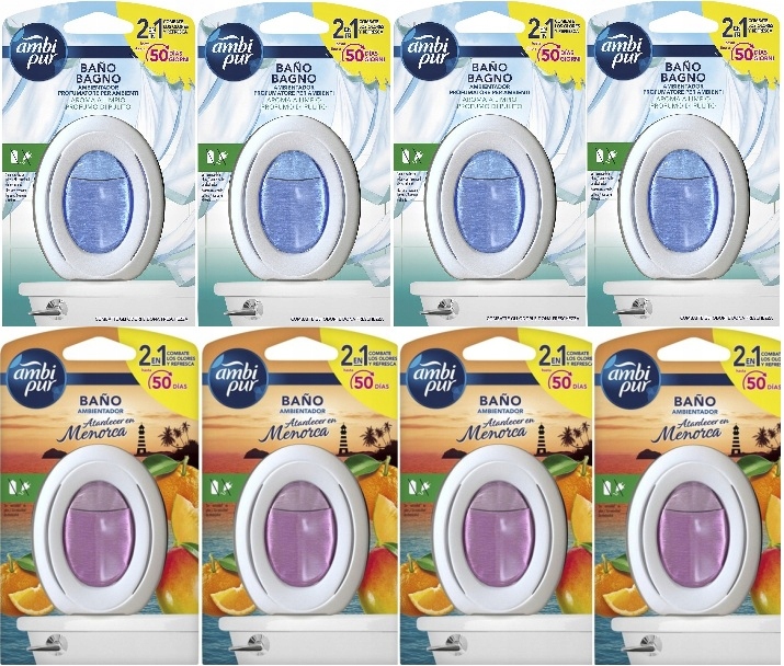 Levně Ambi Pur Osvěžovač do koupelny Aroma Limpio-Západ slunce na Menorce 8x7,5 ml