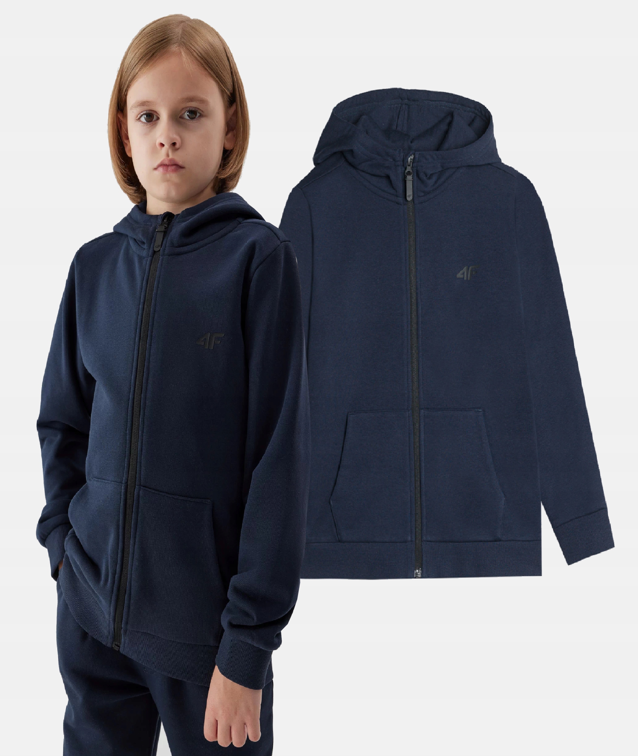 4F BLUZA CHŁOPIĘCA DRESOWA SPORTOWA Z KAPTUREM ROZPINANA