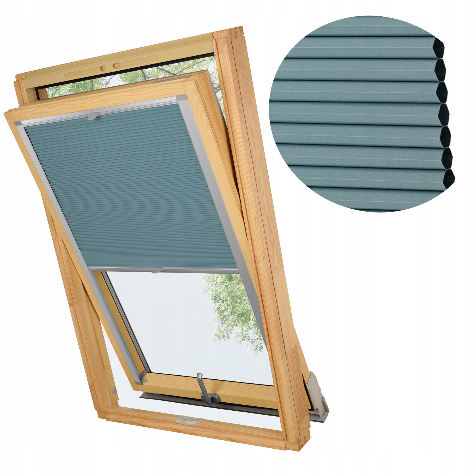 Střešní Roleta Termální Plisé Medová Plástev Světle Modrá Do Okna Velux MK06