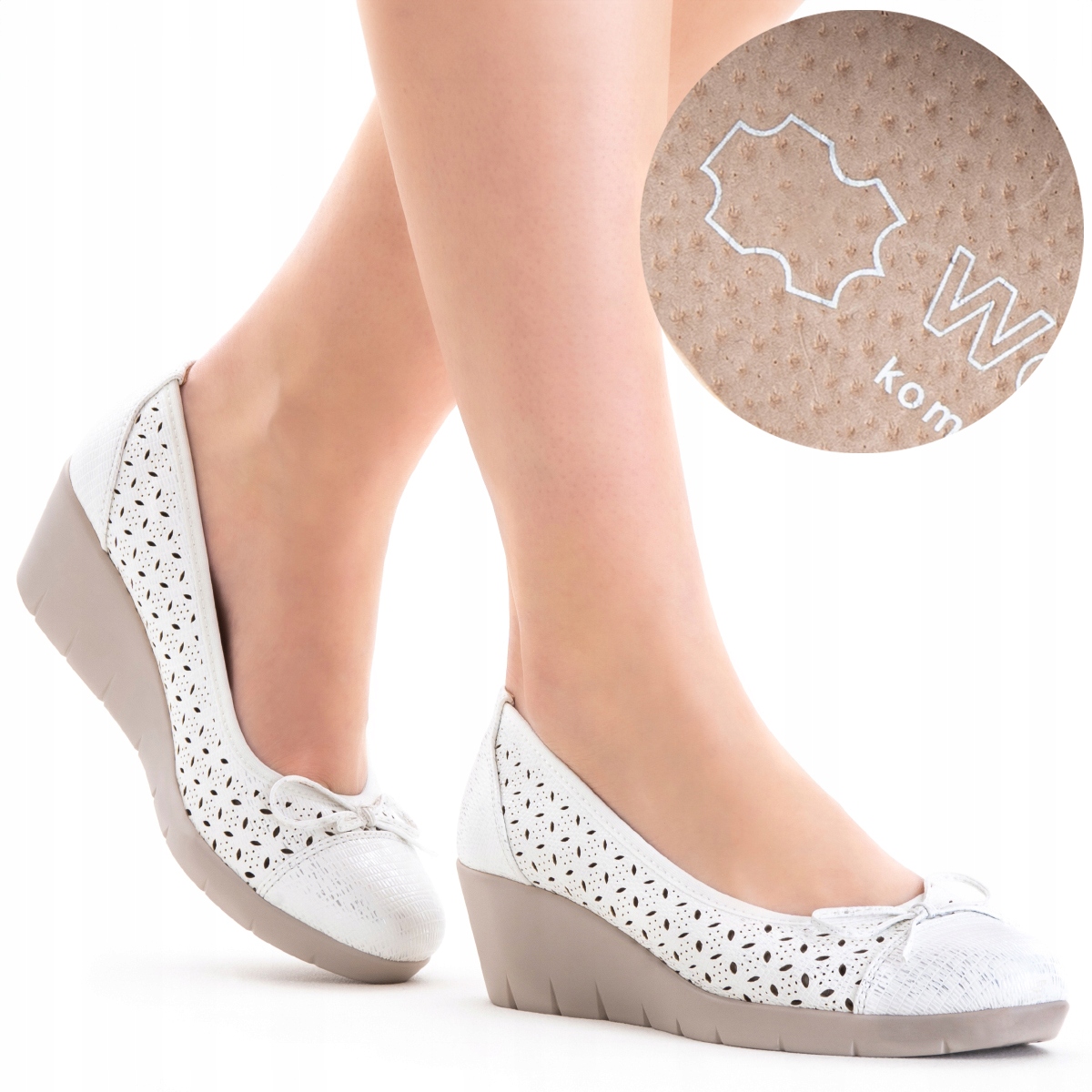 Polobotky vč. kůže, lodičky na koturnu Širší, lehké, pohodlné Wojtyłko 38