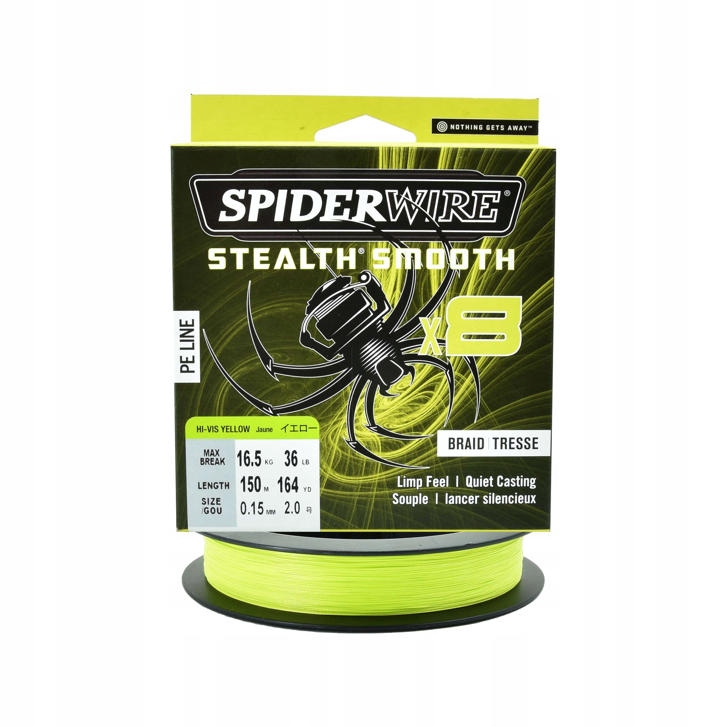 Plecionka spinningowa Spiderwire SS8 yellow 0.15mm 150m 16,50kg 1szt.
