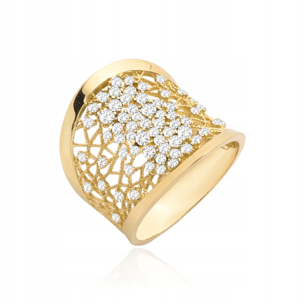 Prstýnek 585 4.18 g s bílými zirkony, elegantní, 14kt