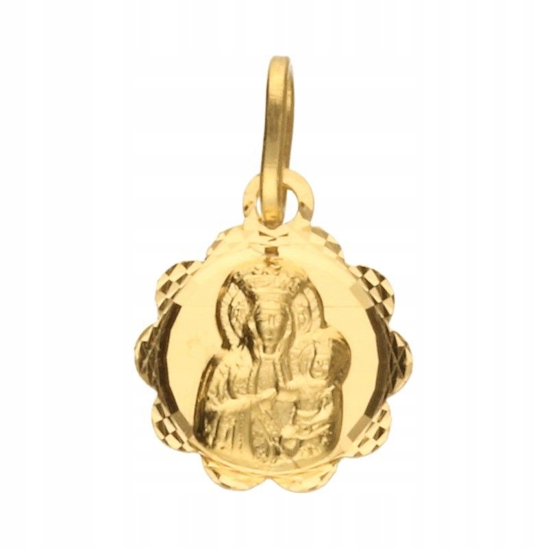 Zlatý Medailonek Panna Maria Čenstochovská Křest Svaté Přijímání Zlato pr. 585 MZ10