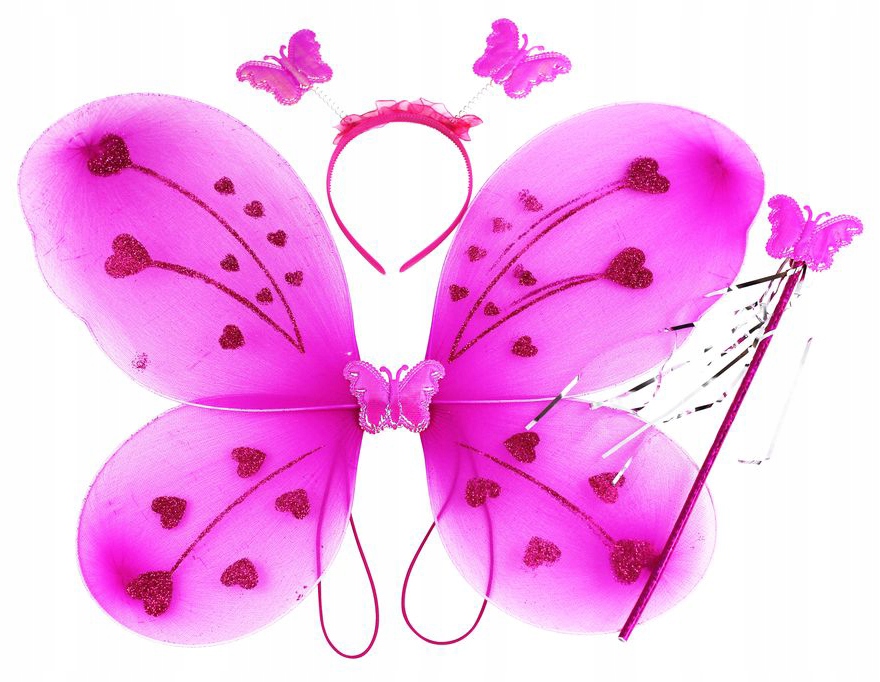 STRÓJ MOTYL WRÓŻKA SKRZYDŁA RÓŻOWE RÓŻOWE / FUKSJA