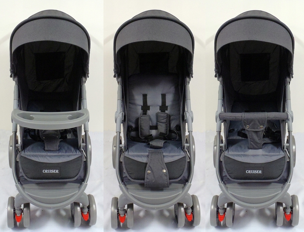 Duża , mocna spacerówka, szary kolor stabilna Model cr