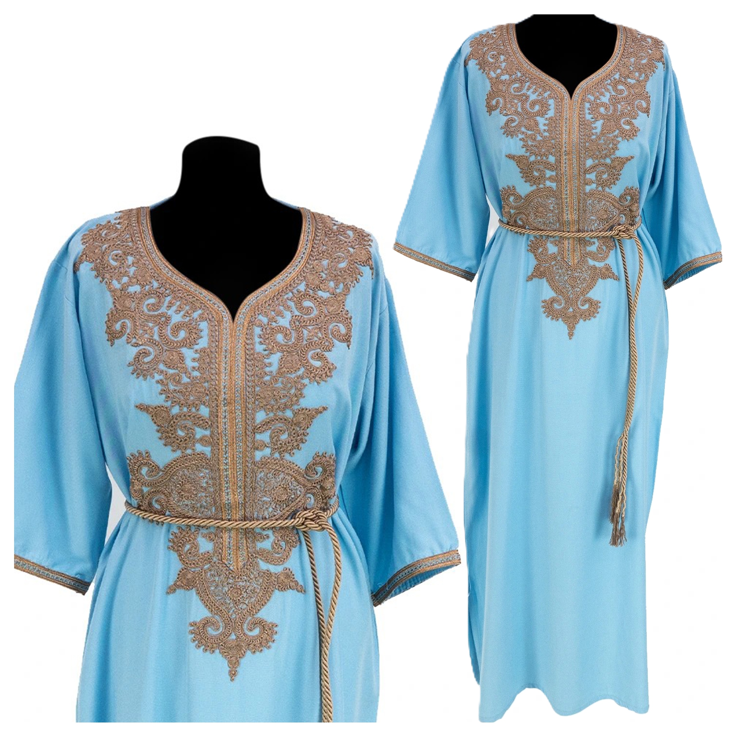 Šaty Dlouhá letní Galabija Orientální arabská marocká etnická výšivka