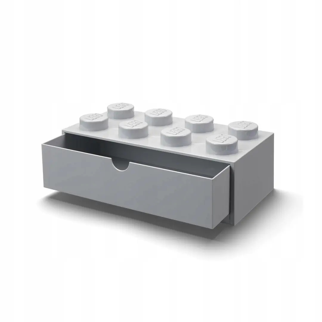 Kontejner kostka s zásuvkou Lego Brick 8 Desk Drawer šedý
