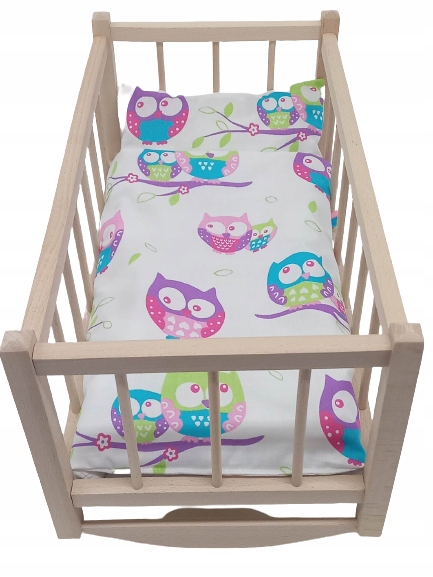 

Kołyska dla lalek drewniana pościel 3 Elementy