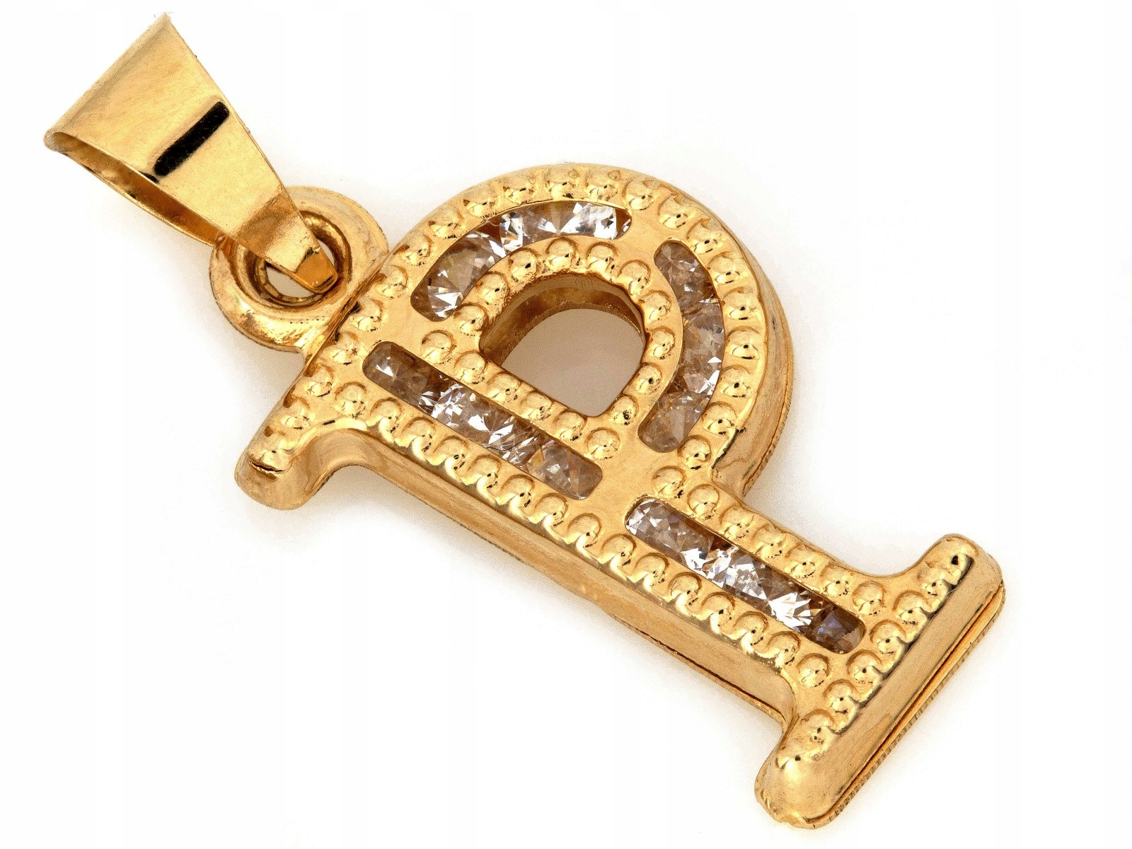 Zlatý přívěsek 585 s zirkony písmeno P 14k 0.80g pro ženy jako dárek