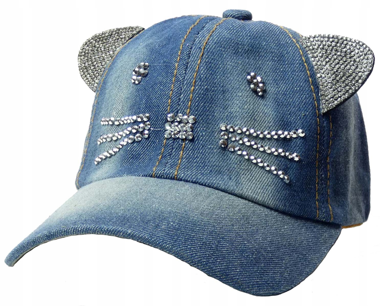 

Czapka dziecięca z daszkiem uszy kota cyrkonie hit