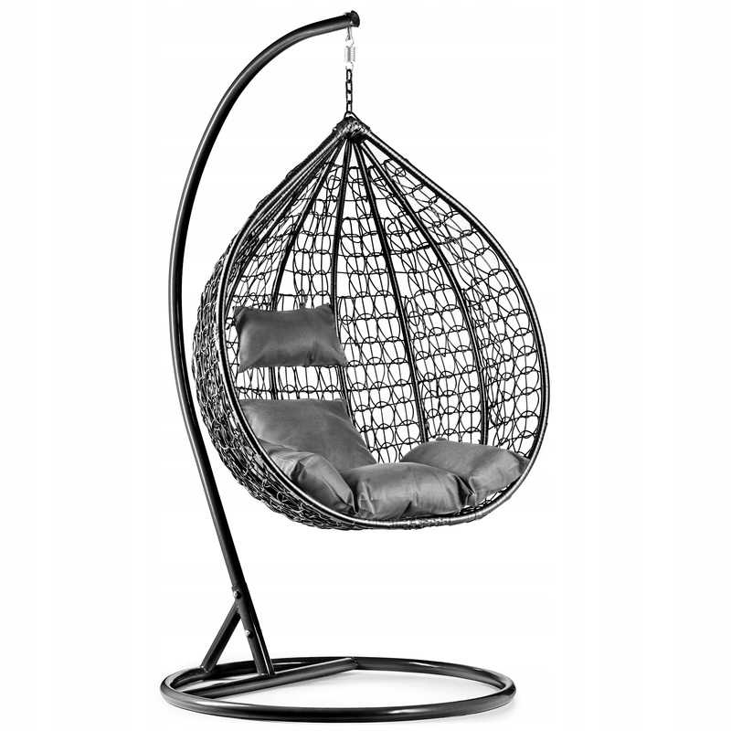 KOSZ KOKON FOTEL WISZĄCY OGRODOWY HUŚTAWKA OUTLET BUJANY CZARNY GRAFIT SZAR Kod producenta HC0012+HC0007+HC0021