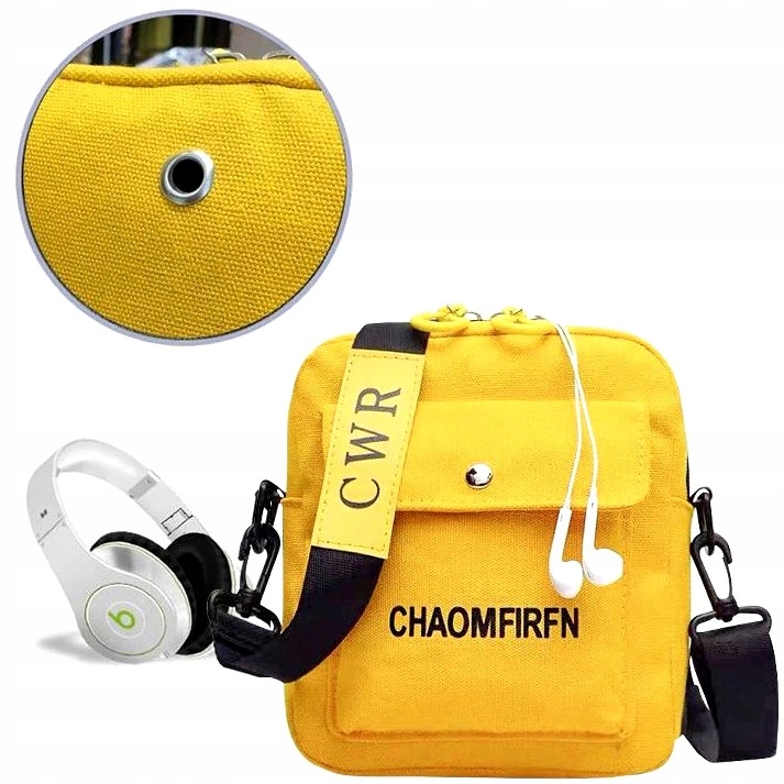 Torebka listonoszka saszetka żółta płótno miejska Kolor żółty