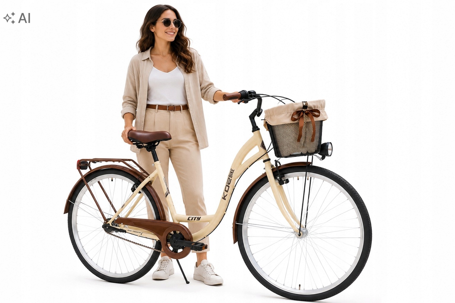 Stylowy rower miejski damski 28 Kozbike 3 biegi kremowy