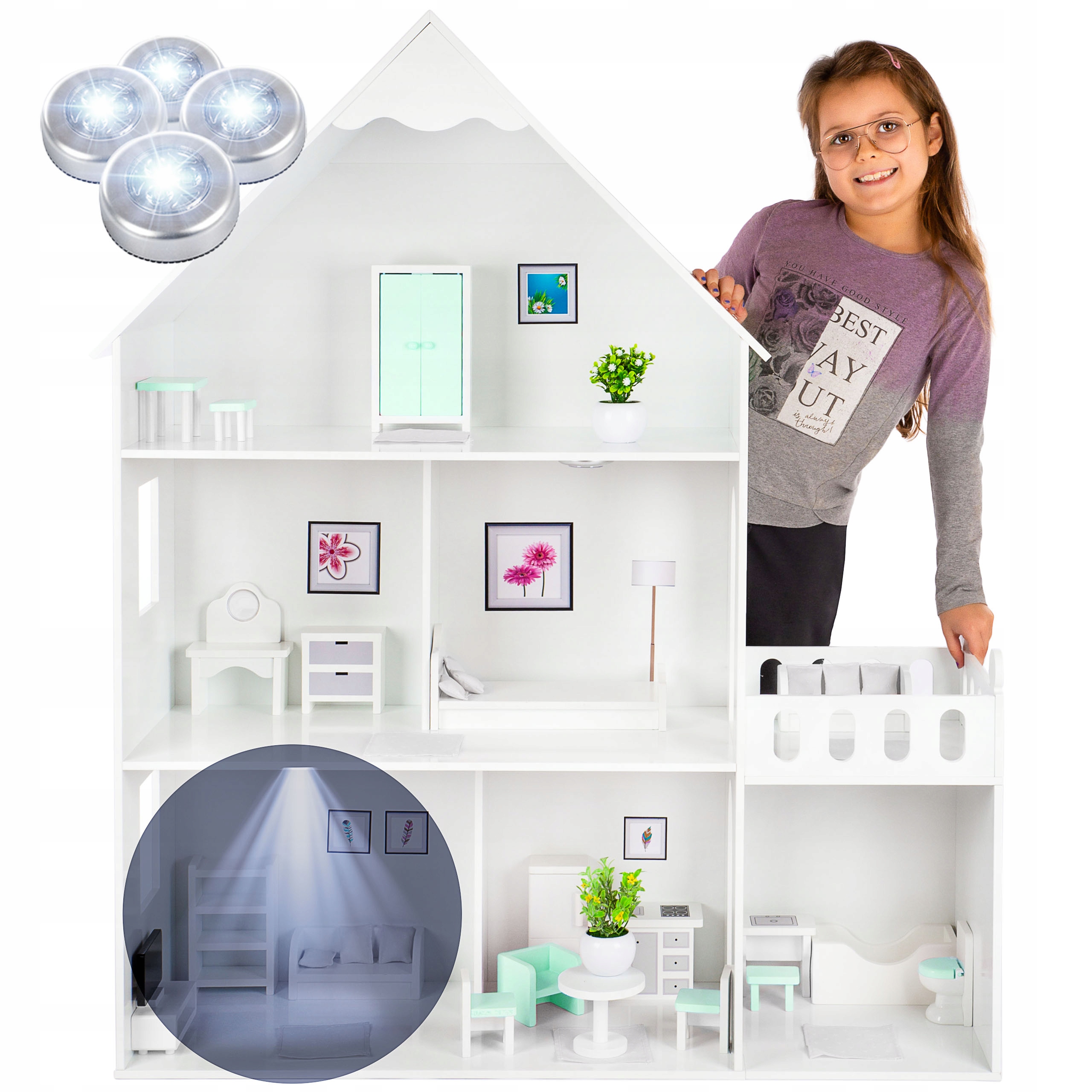 

Domek Dla Lalek Drewniany Miętowy