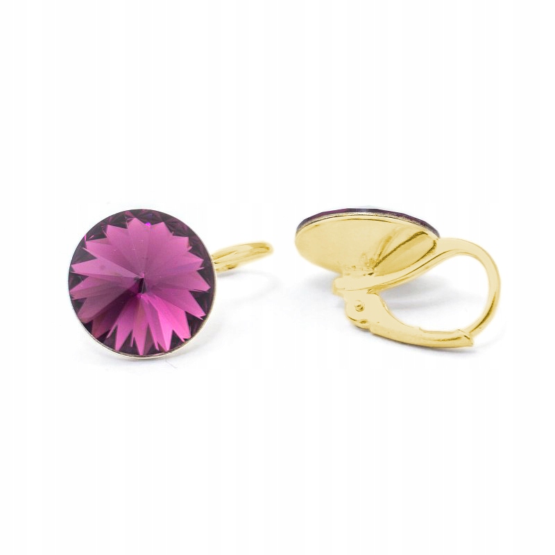 Náušnice pozlacené stříbro 925 s kr. Swarovski Rivoli 12 mm Amethyst