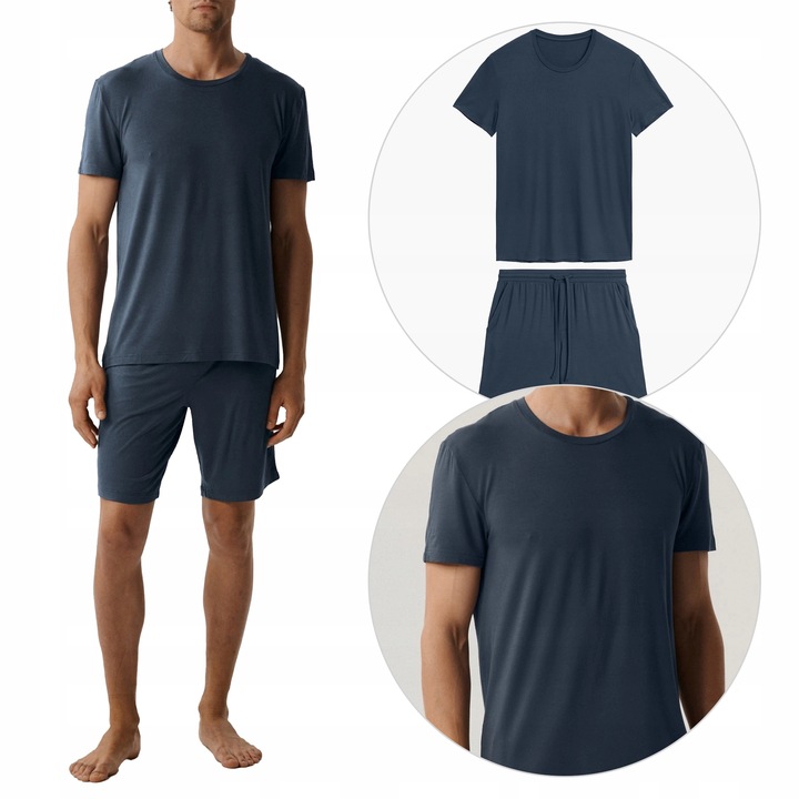 Pánské Pyžamo Atlantic BNMP005/DENIM/S Krátký Rukáv Kraťasy Na Léto