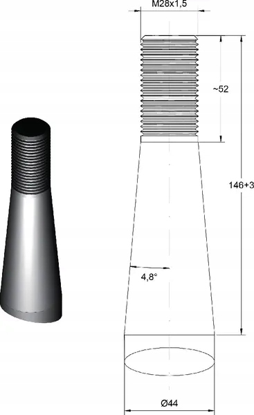Ząb ładowacza, prosty, profil kwadratowy 44x1250 m Producent części SHW