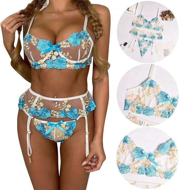 SEKSOWNA BIELIZNA EROTYCZNA ZMYSŁOWA DAMSKA KORONKOWA KOMPLET Rozmiar S