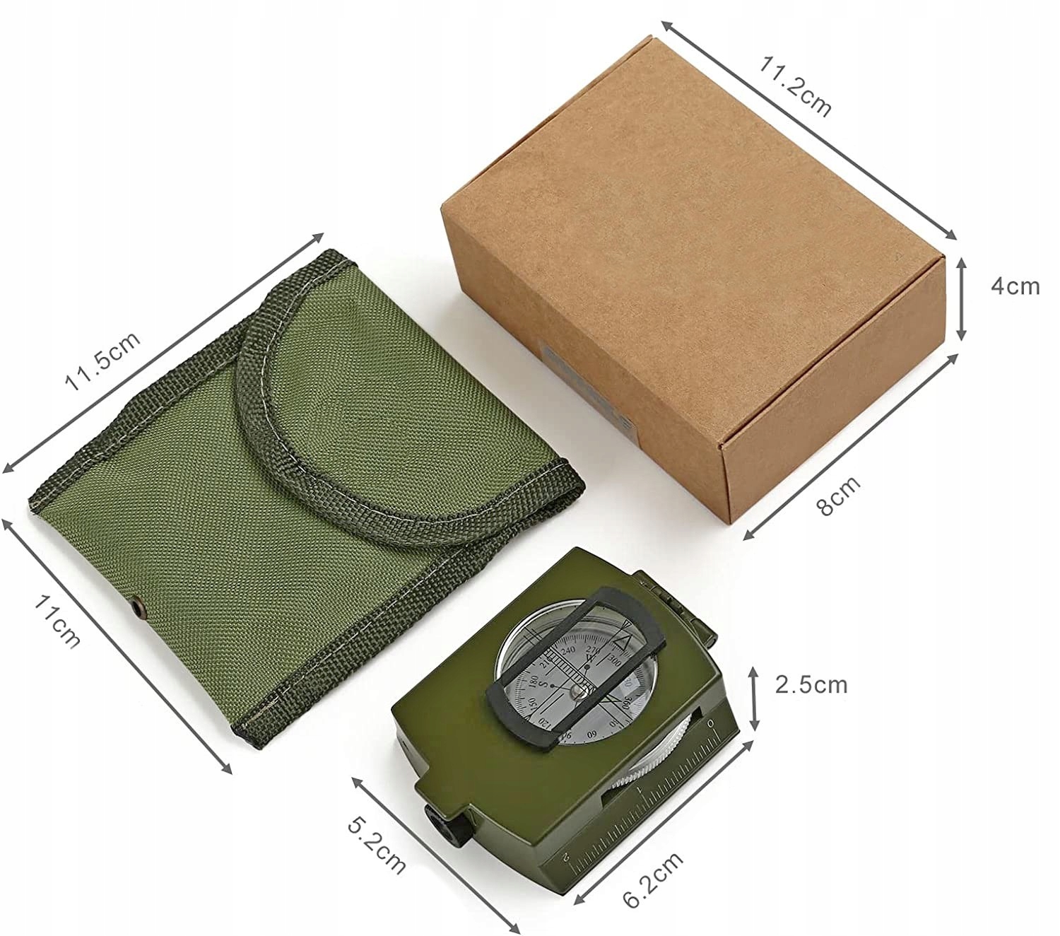 KOMPAS PRYZMATYCZNY WOJSKOWY MAPOWY BUSOLA 2w1 NOC Szerokość produktu 6.3 cm