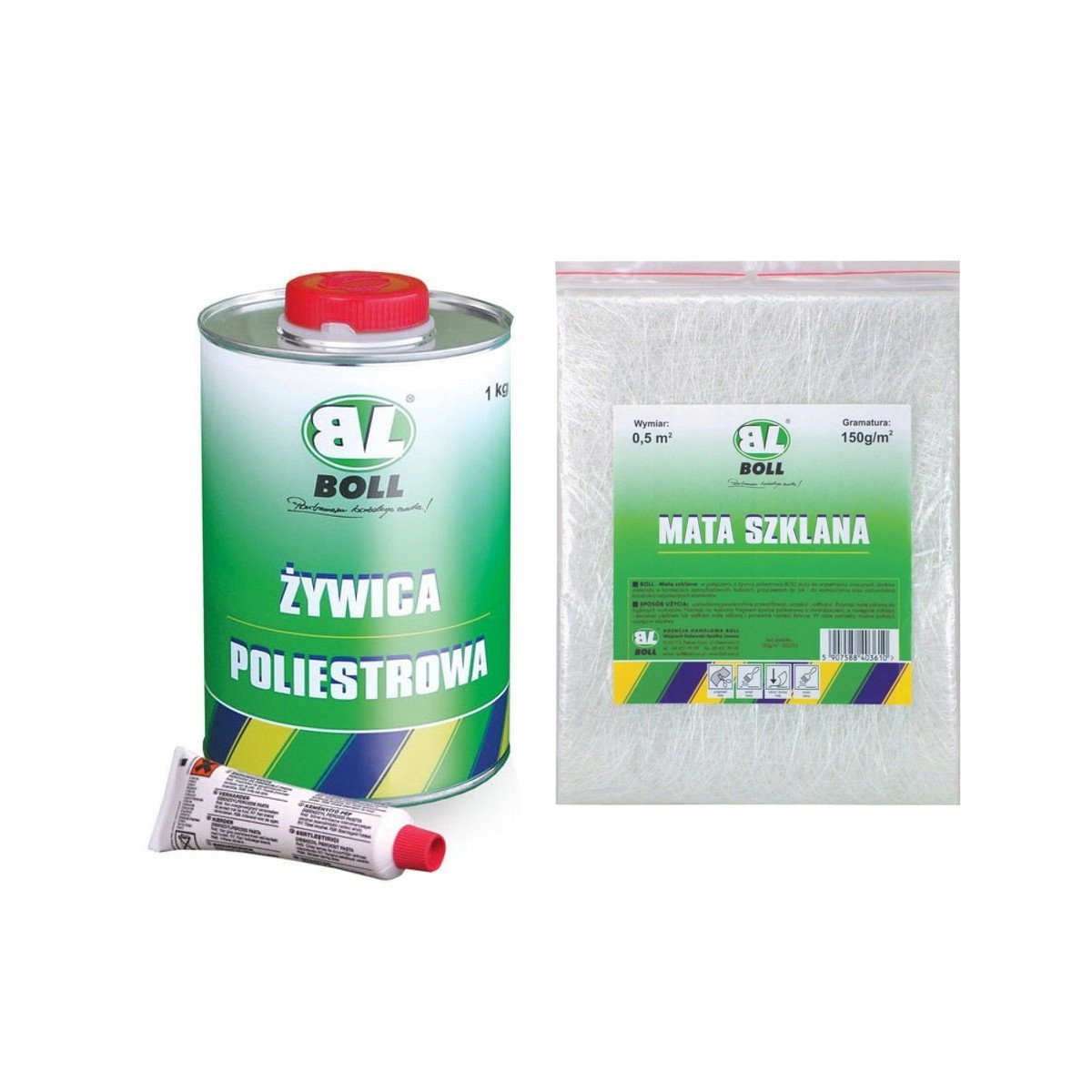 ZESTAW NAPRAWCZY BOLL: ŻYWICA 1KG UTWARDZACZ+ MATA Producent Boll