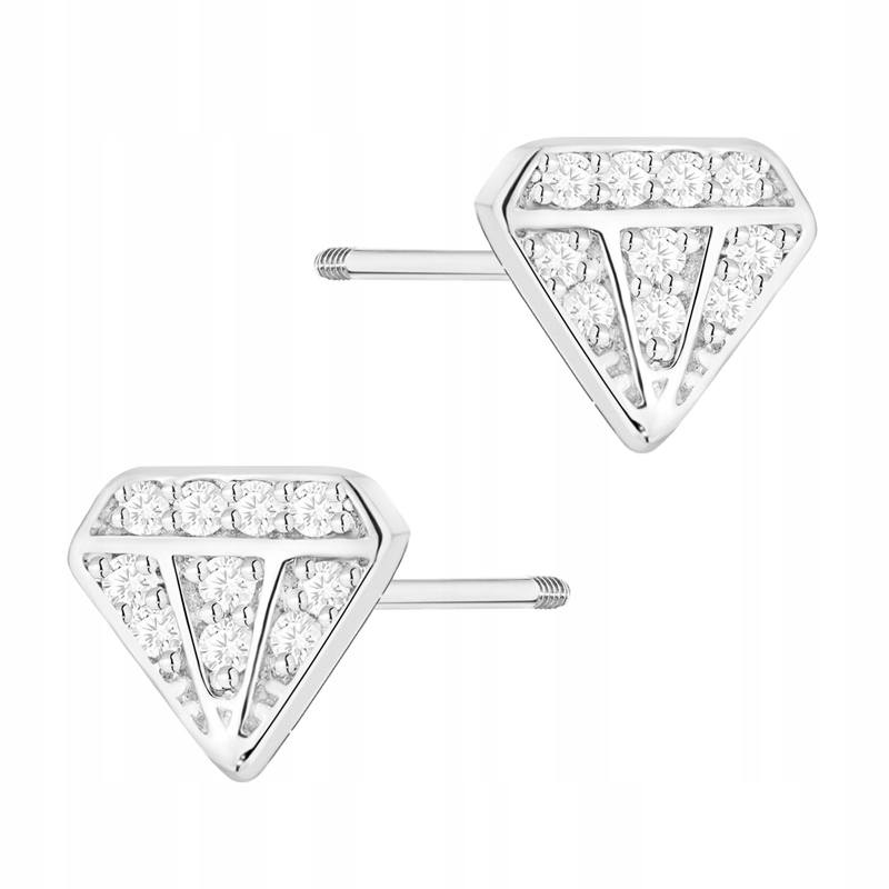 Zlaté Náušnice pr. 585 Tužka ve tvaru briliantů s diamanty 0,10 ct