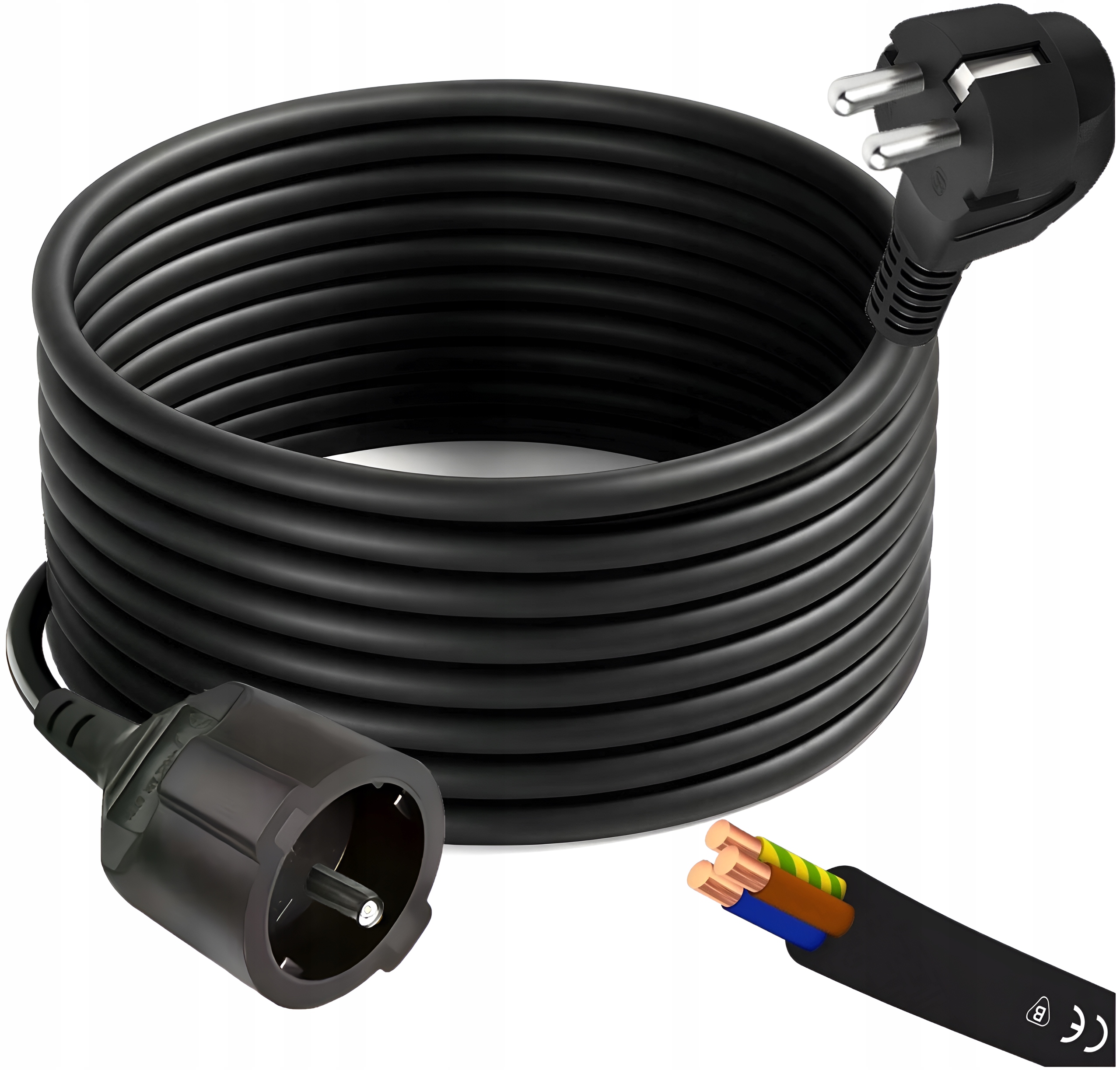 PRZEDŁUŻACZ OGRODOWY 20m 3×2,5mm² GRUBY PRZEWÓD KABEL BUDOWLANY