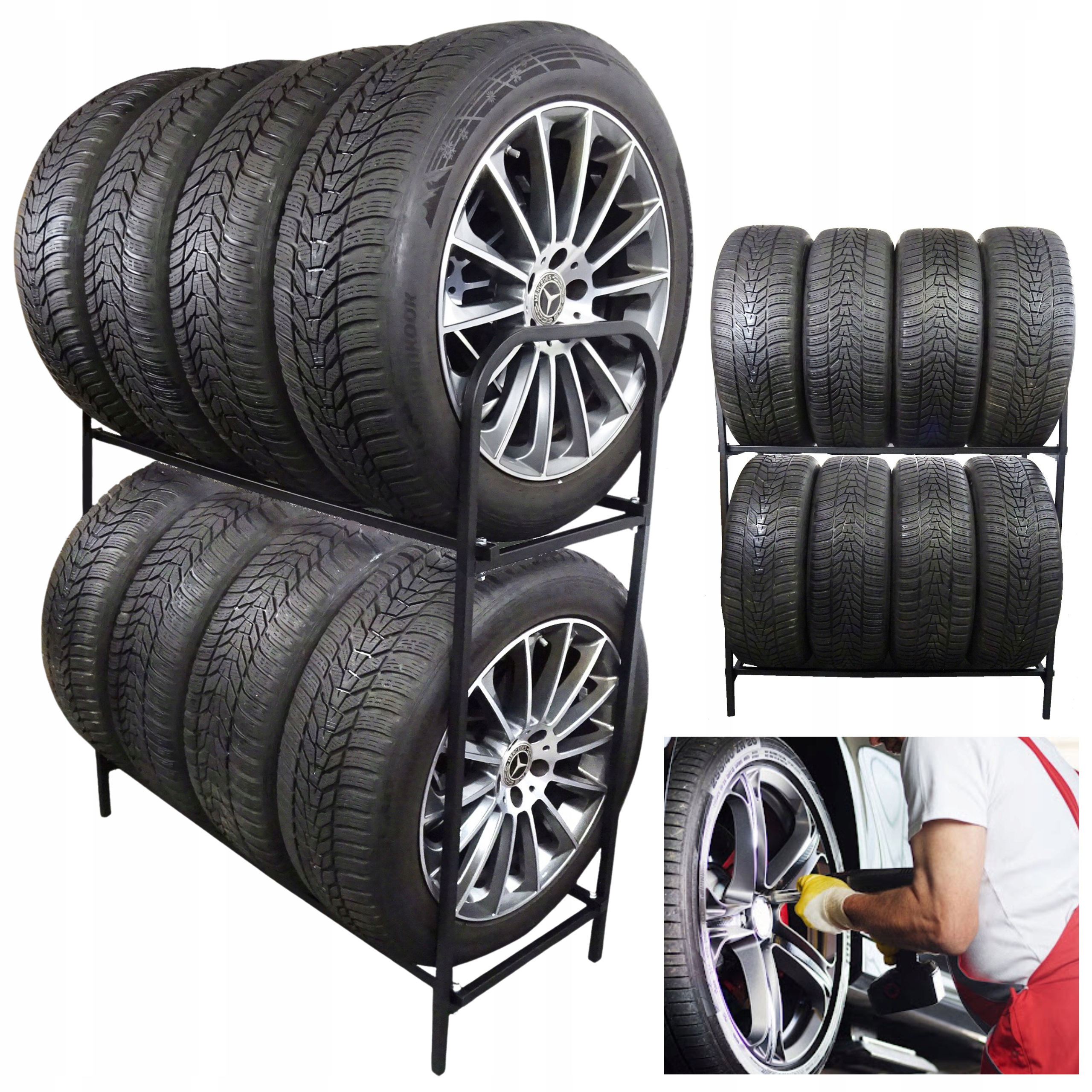 Kovový Stojan Regál Polica Na 8 Pneumatík Pneumatiky Kolesá Poľský Pevná Kvalita!
