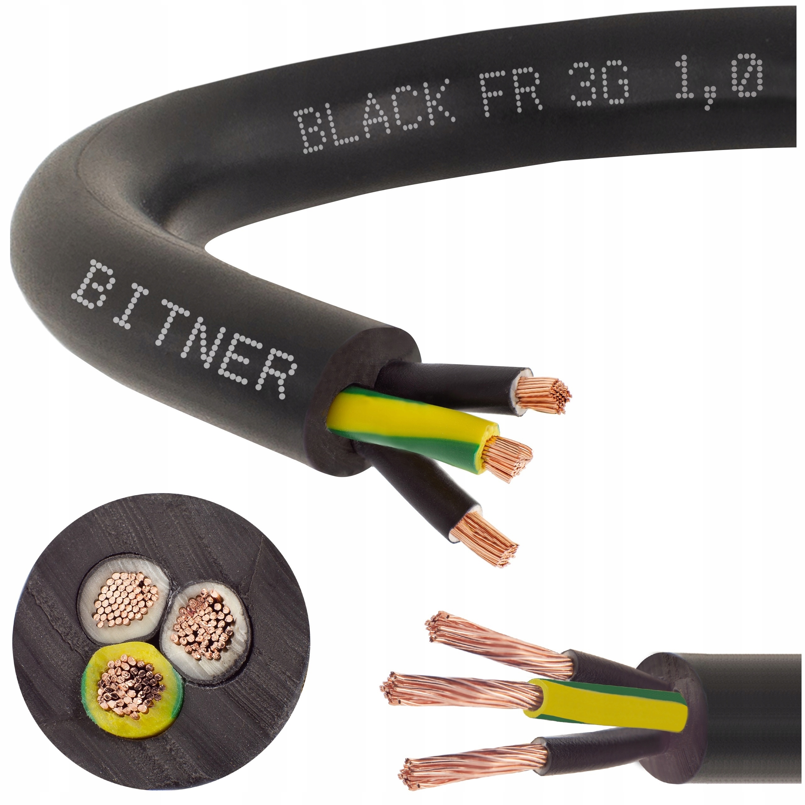

Kabel przewód prądowy ziemny linka giętki 3x1mm2