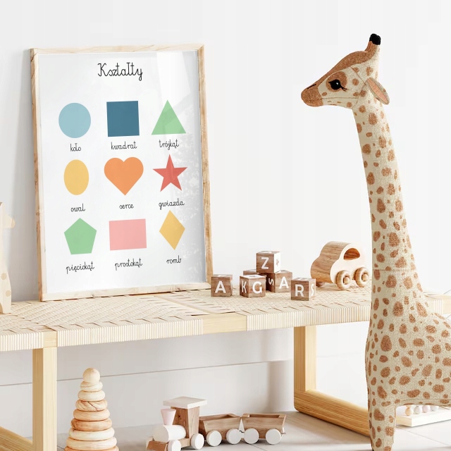 PLAKAT EDUKACYJNY OBRAZEK MONTESSORI KSZTAŁTY SZKOŁA NAUKA 30x40 CM Marka inna marka