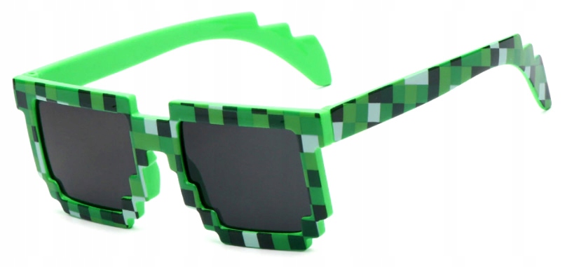 Okulary słoneczne Minecraft pixel creeper zielone