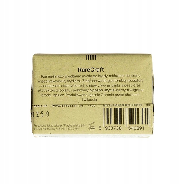 Mydło do brody RareCraft Druidzkie 110g Typ skóry normalna