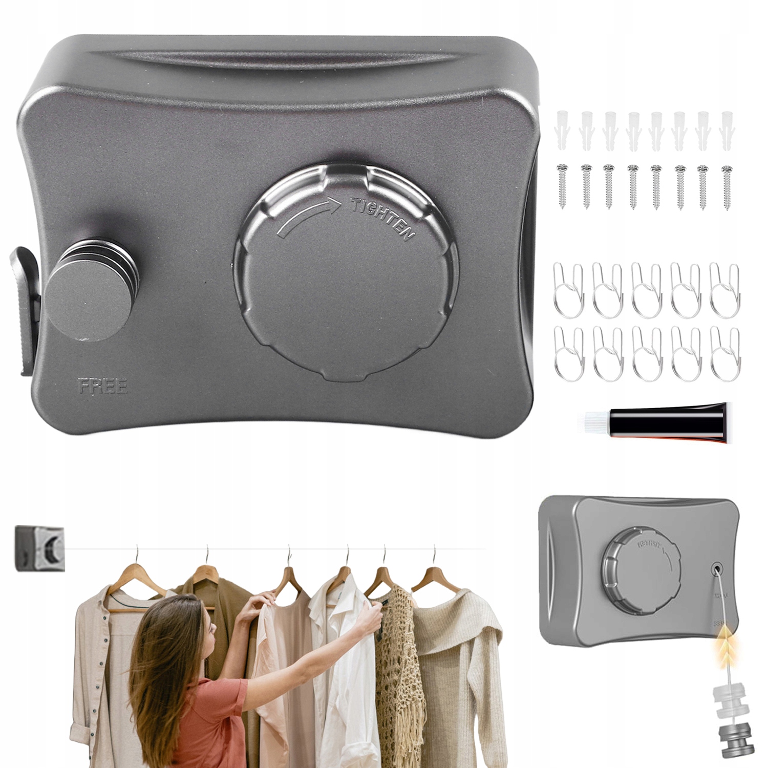 Levně Moderní Neviditelná Výsuvná Sušící Šňůra Pro Terasu, Balkon, Prádelna