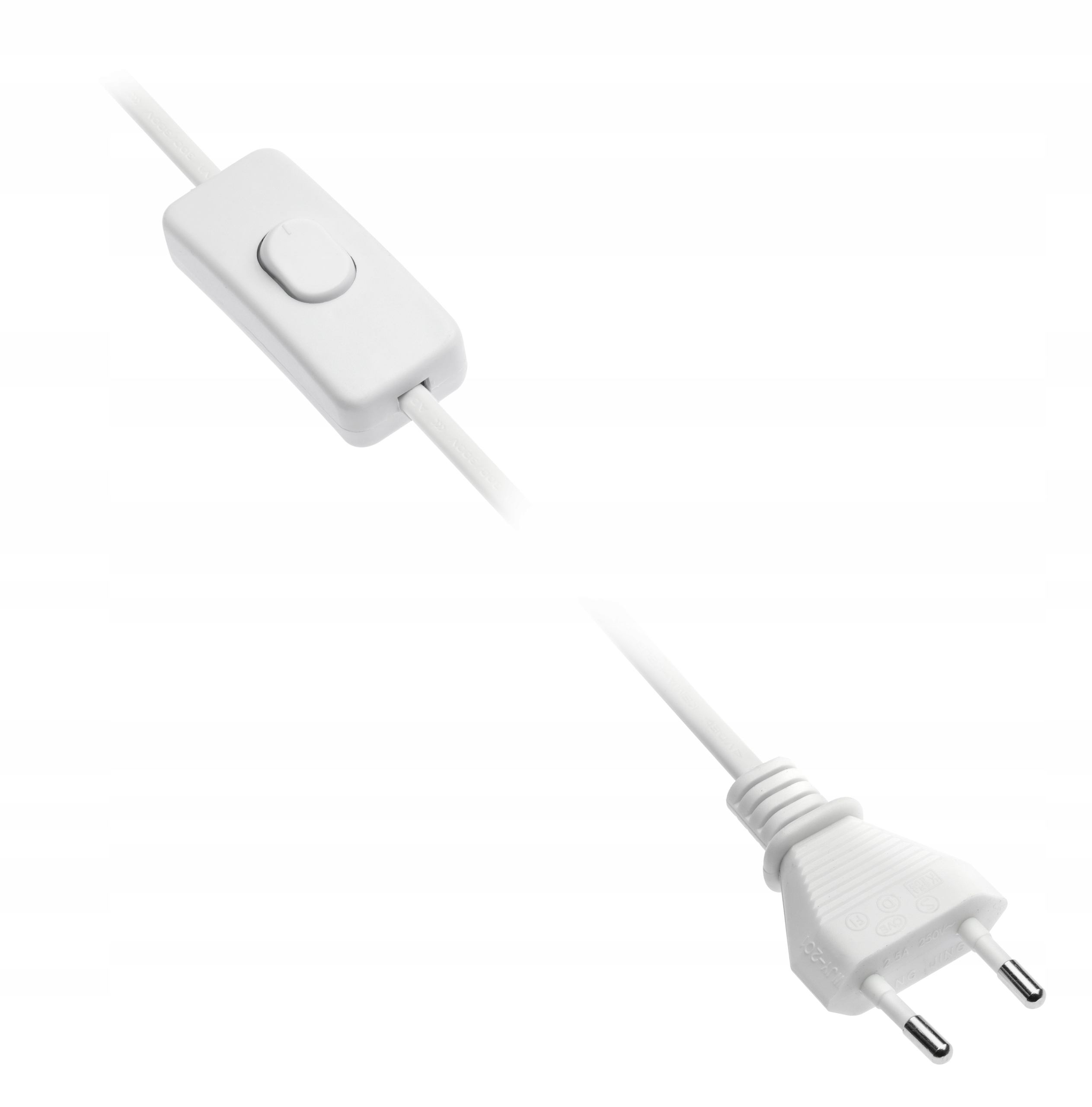 

Kabel zasilający z wtyczka i włącznikiem 2m biały