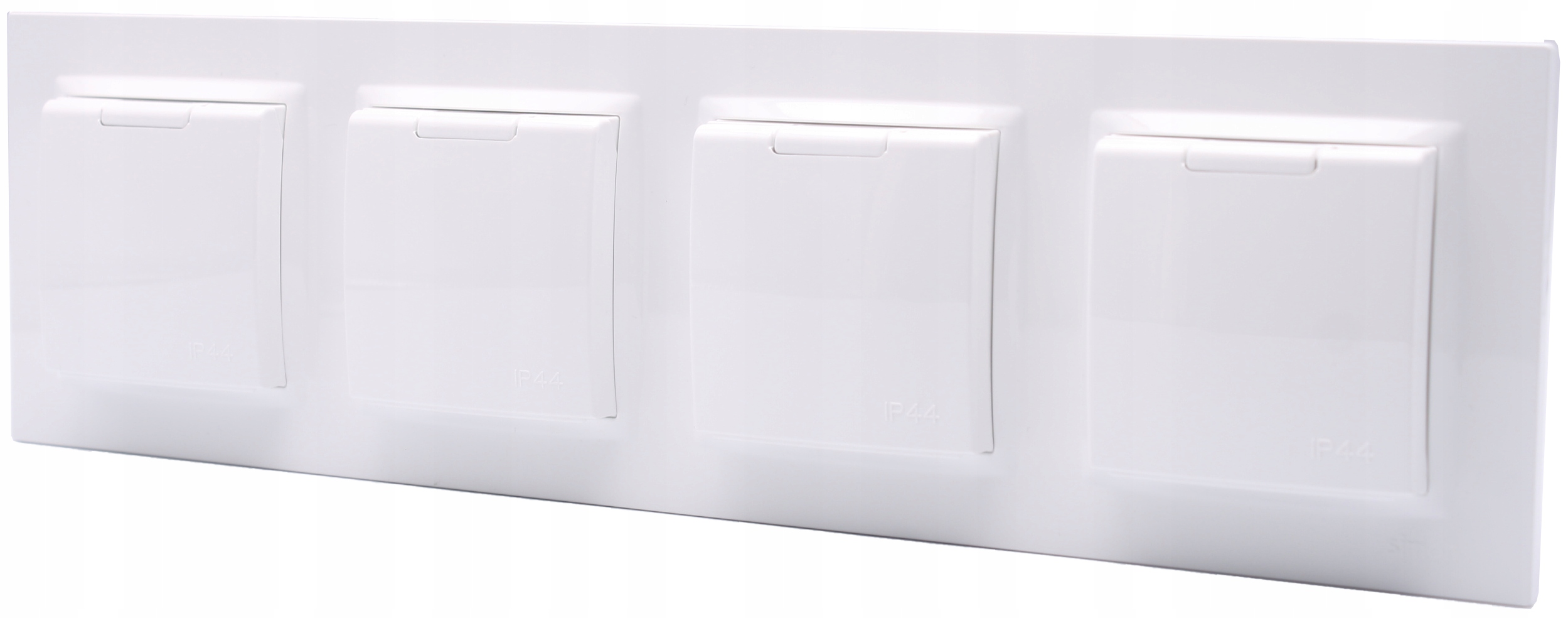 4násobná zásuvka do koupelny s klapkou a těsněním, komplet s rámečkem Simon 10