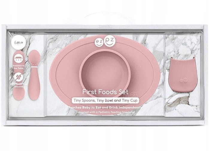 EZPZ KOMPLET PIERWSZYCH NACZYŃ pastel róż