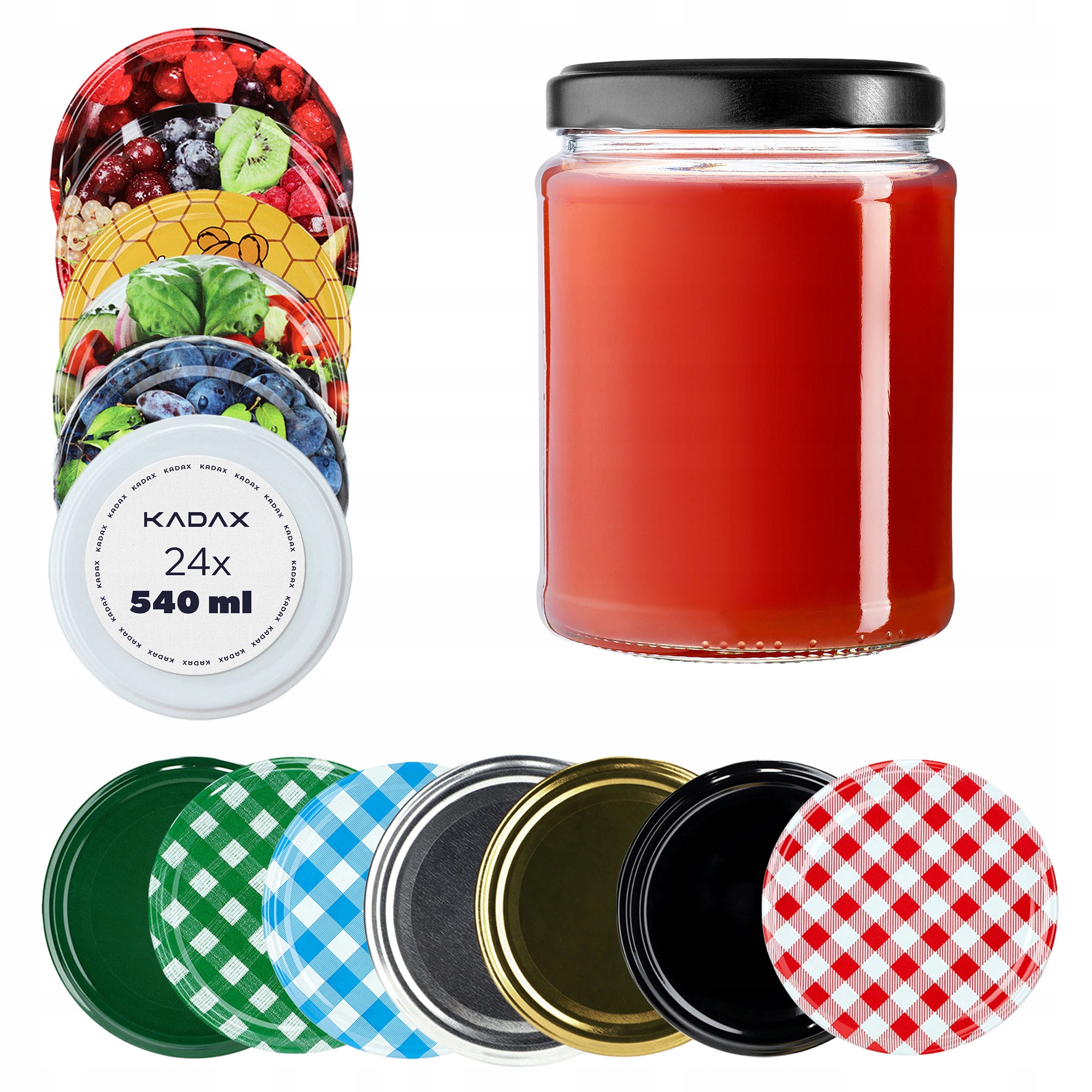 24 x Sklenice 540 ml Zavařovací Sklenice Na Med Džem Šroubovací Víčko 82 mm